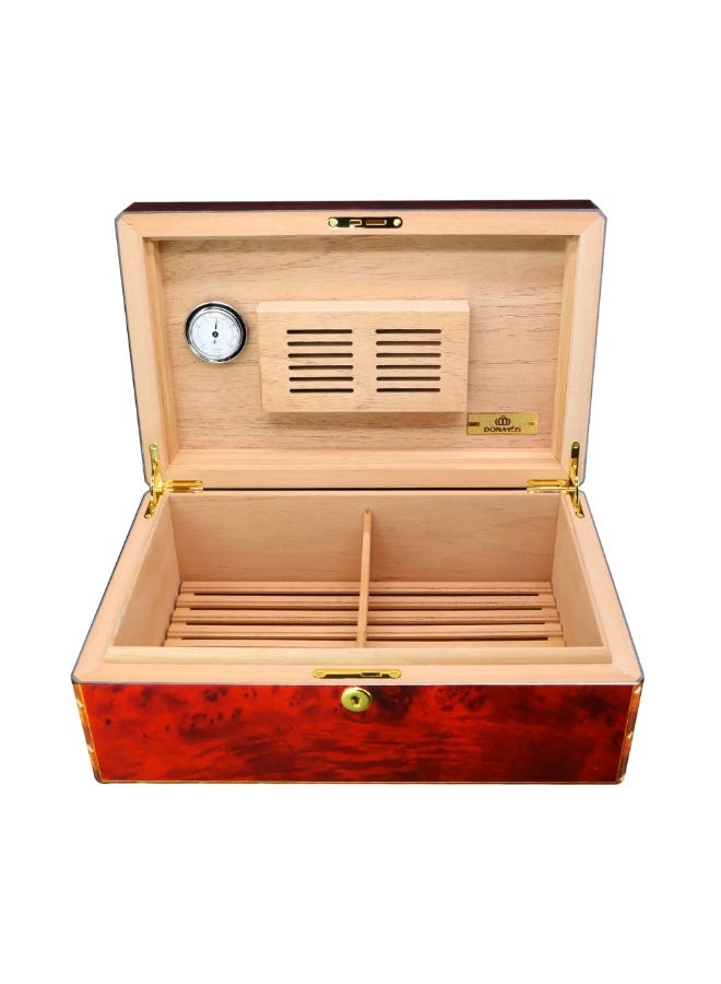 Hemingway Donatus Cedar Wood Humidor Case – Large Capacity Desktop Storage Box with Humidifier & Hygrometer, Beautiful Design, 200 Capacity, Premium Material - Image 1